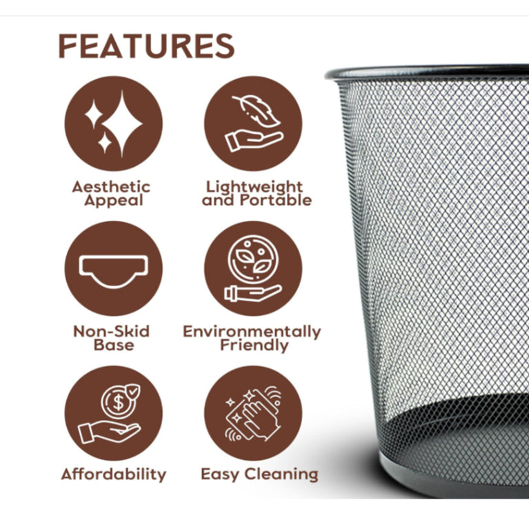 Metal Mesh Trash Can