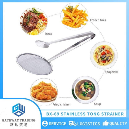 BX-69 Food Clip Snack Fryer Strainer BBQ Buffet Serving Tongs Fried Tong Frying Mesh Colander