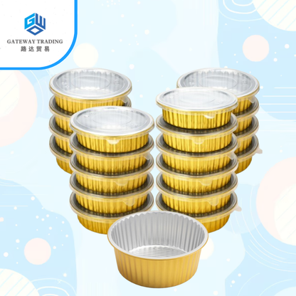 Multi-Purpose High Quality Eco King 5 Pcs Round Gold Aluminum Tray Extra Thick Premium Food Storage