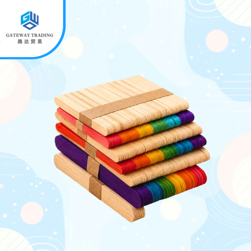 Eco King 50PCS Wooden Popsicle Sticks Kraft Ice Cream Sticks for Kids School Creative Arts & Crafts