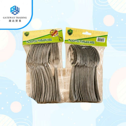 Eco King Silver Plastic Utensils Set Premium Quality Spoon Fork for Birthdays, Parties, Celebrations