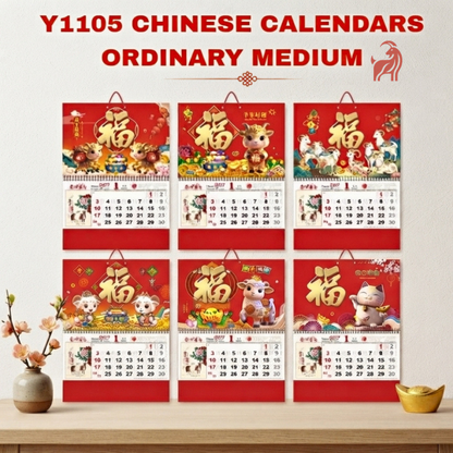 Bulky 100Pcs Medium/Large Lucky 2027 Chinese Calendar Year of the Goat  Good Luck Calendar