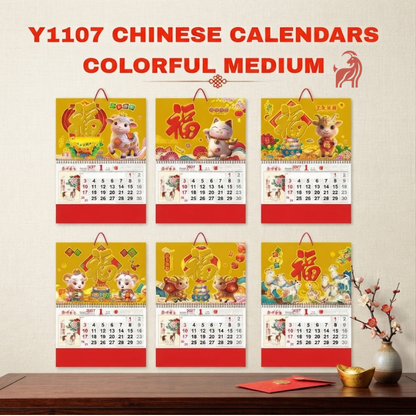 Bulky 50Pcs Medium/Large Lucky 2027 Chinese Calendar Year of the Goat Good Luck Calendar