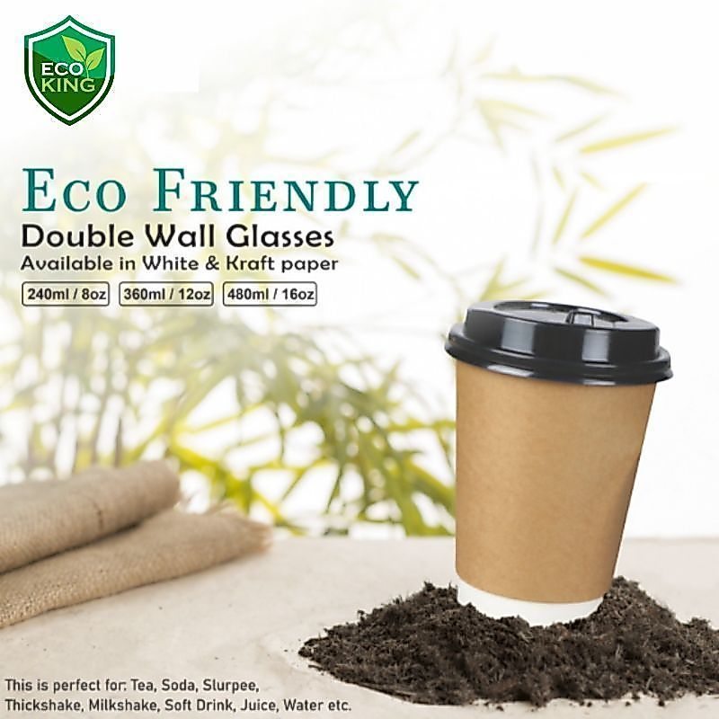 25Pcs Eco King Coffee Kraft Paper Cup Hot and Cold Beverages Use Leak Resistant Food Grade Cups