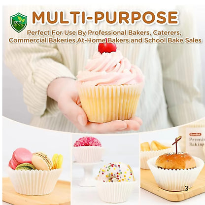 100Pcs Eco King Paper Cupcake Liner Multi Colored Premium Quality Oven Safe Baking Supplies
