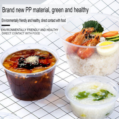 Eco King 50pcs Round Food Container With Lid Disposable Takeout Meal Prep Packaging