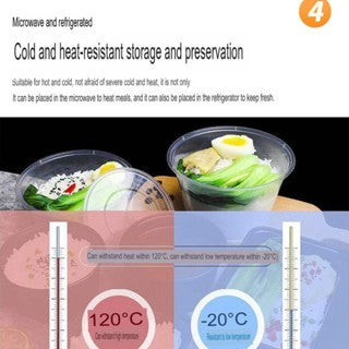 10PCS Eco King Round Disposable Microwavable Food Container Circle Plastic Food Packaging Materials