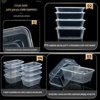 50PCS Eco King Rectangular Disposable Microwavable Food Container Plastic Food Packaging Materials