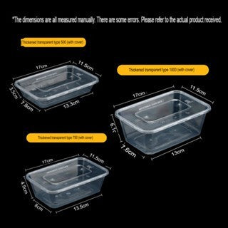 50PCS Eco King Rectangular Disposable Microwavable Food Container Plastic Food Packaging Materials