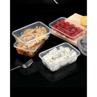 50PCS Eco King Rectangular Disposable Microwavable Food Container Plastic Food Packaging Materials
