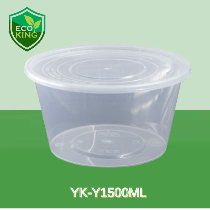 Eco King 50pcs Round Food Container With Lid Disposable Takeout Meal Prep Packaging