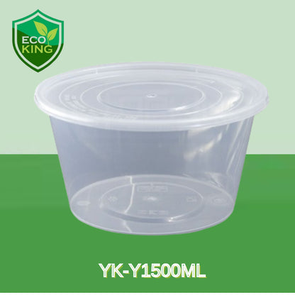 Eco King 50pcs Round Food Container With Lid Disposable Takeout Meal Prep Packaging
