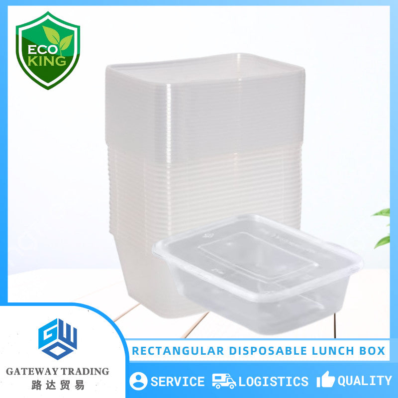 50PCS Eco King Rectangular Disposable Microwavable Food Container Plastic Food Packaging Materials