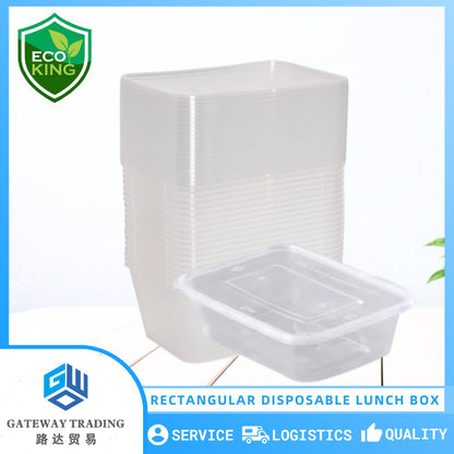 50PCS Eco King Rectangular Disposable Microwavable Food Container Plastic Food Packaging Materials