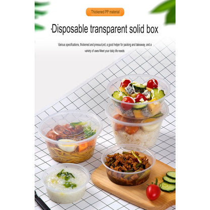 Eco King 50pcs Round Food Container With Lid Disposable Takeout Meal Prep Packaging