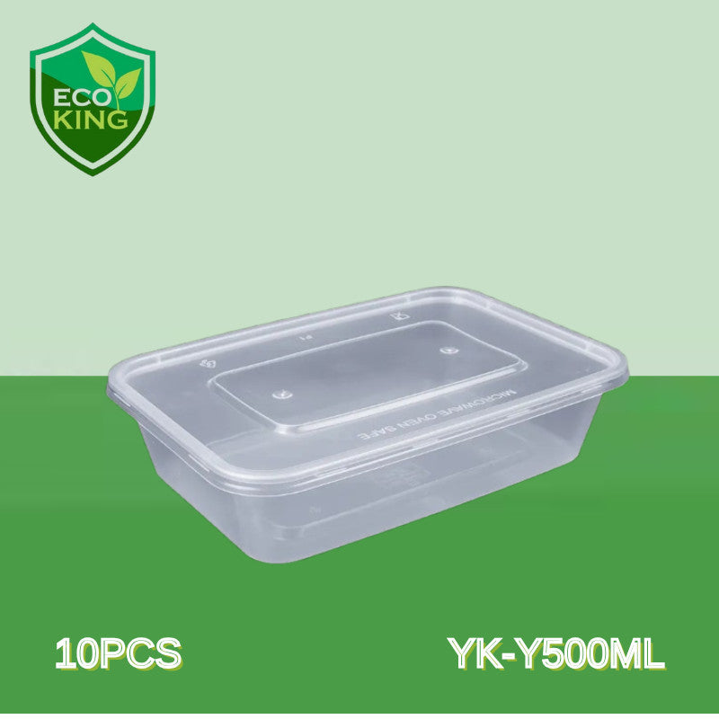 50PCS Eco King Rectangular Disposable Microwavable Food Container Plastic Food Packaging Materials