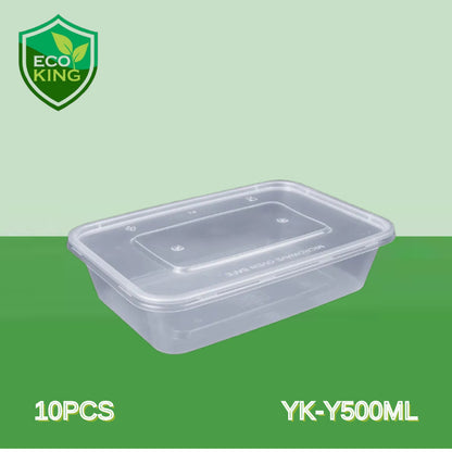 50PCS Eco King Rectangular Disposable Microwavable Food Container Plastic Food Packaging Materials