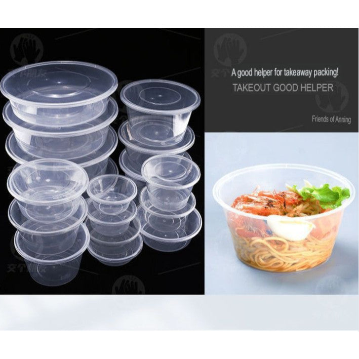 Eco King 50pcs Round Food Container With Lid Disposable Takeout Meal Prep Packaging