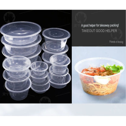 Eco King 50pcs Round Food Container With Lid Disposable Takeout Meal Prep Packaging