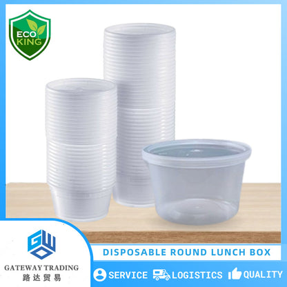 Eco King 50pcs Round Food Container With Lid Disposable Takeout Meal Prep Packaging