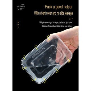 50PCS Eco King Rectangular Disposable Microwavable Food Container Plastic Food Packaging Materials