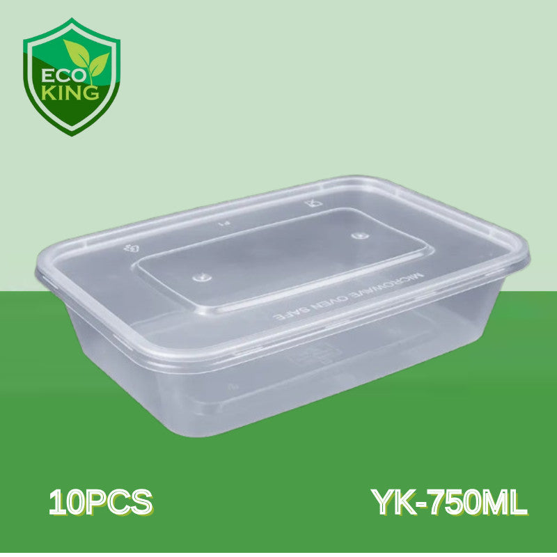 50PCS Eco King Rectangular Disposable Microwavable Food Container Plastic Food Packaging Materials
