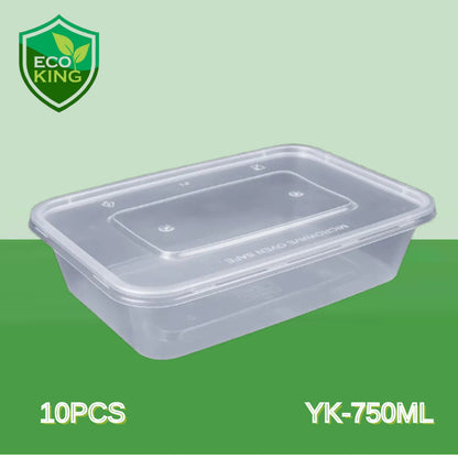50PCS Eco King Rectangular Disposable Microwavable Food Container Plastic Food Packaging Materials