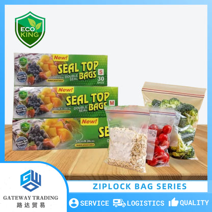 Eco King Zip Seal Food Storage Bags Resistant, Fresh Keeping Lock Durable and Reusable