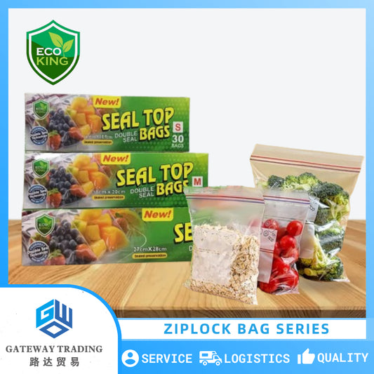 Eco King Zip Seal Food Storage Bags Resistant, Fresh Keeping Lock Durable and Reusable