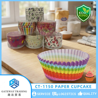 100Pcs Eco King Paper Cupcake Liner Multi Colored Premium Quality Oven Safe Baking Supplies