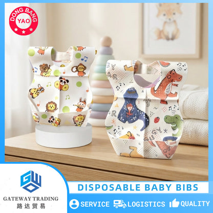 20Pcs DBY Disposable Baby Bibs Waterproof Wash-Free Feeding Bibs Anti-Dirt Baby Bib
