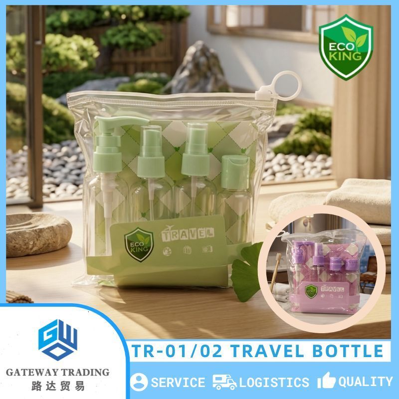 Eco King 4in1Travel Bottles Set Leak Proof Portable Toiletry Containers Set Clear Travel Size Kit