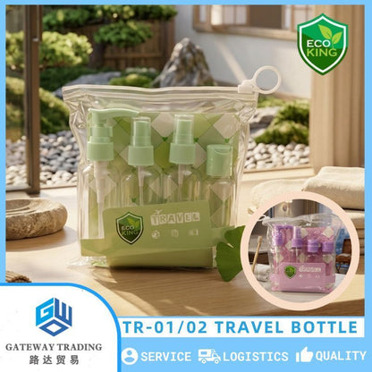 Eco King 4in1Travel Bottles Set Leak Proof Portable Toiletry Containers Set Clear Travel Size Kit