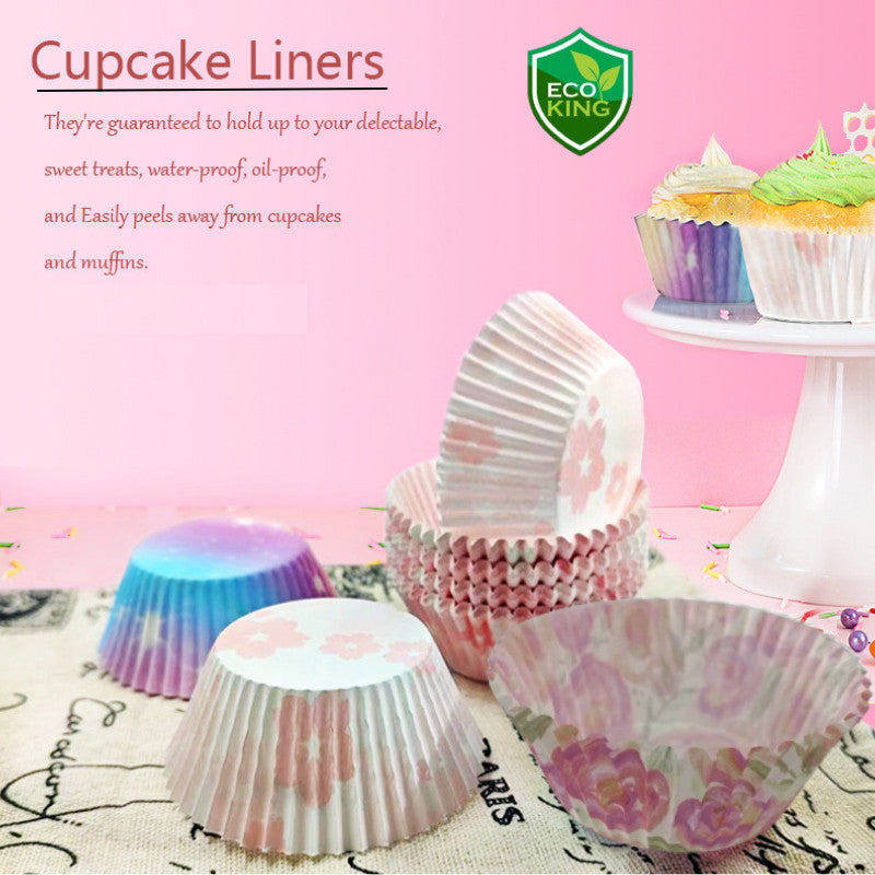 100Pcs Eco King Paper Cupcake Liner Multi Colored Premium Quality Oven Safe Baking Supplies