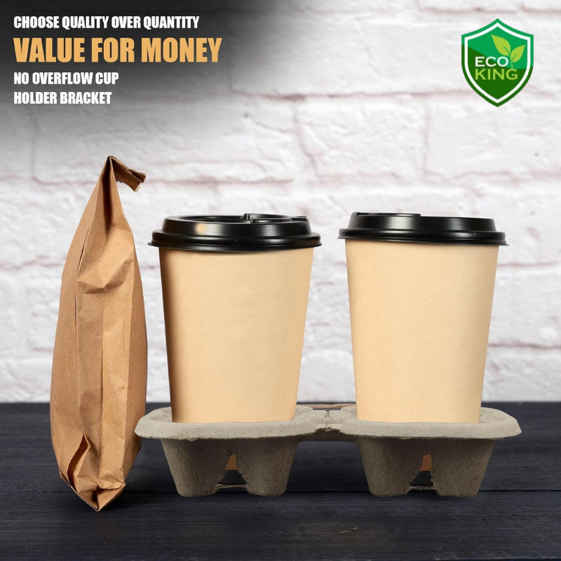 Eco King 100pcs Cup Holder Beverages Takeaway Tray Coffee Cup Holder Drink Carrier Cup Holder Tray