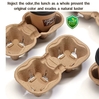 Eco King 100pcs Cup Holder Beverages Takeaway Tray Coffee Cup Holder Drink Carrier Cup Holder Tray