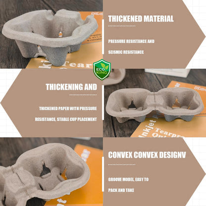 Eco King 100pcs Cup Holder Beverages Takeaway Tray Coffee Cup Holder Drink Carrier Cup Holder Tray