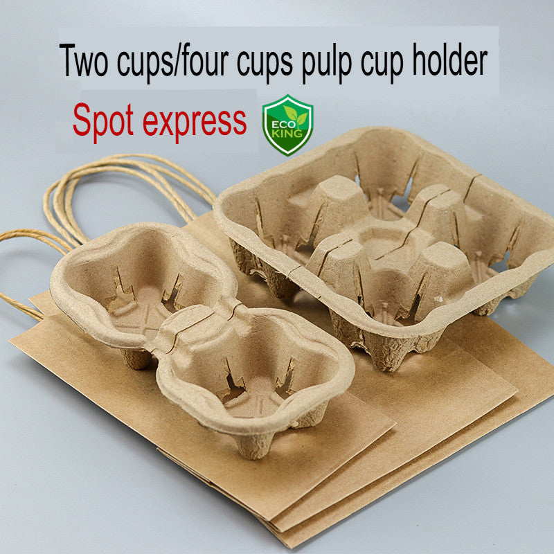 Eco King 100pcs Cup Holder Beverages Takeaway Tray Coffee Cup Holder Drink Carrier Cup Holder Tray