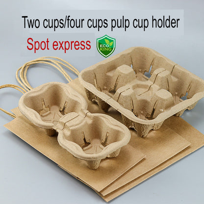 Eco King 100pcs Cup Holder Beverages Takeaway Tray Coffee Cup Holder Drink Carrier Cup Holder Tray