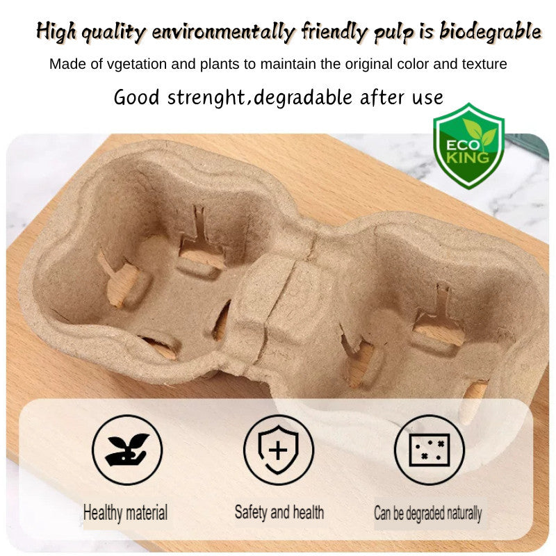 Eco King 100pcs Cup Holder Beverages Takeaway Tray Coffee Cup Holder Drink Carrier Cup Holder Tray