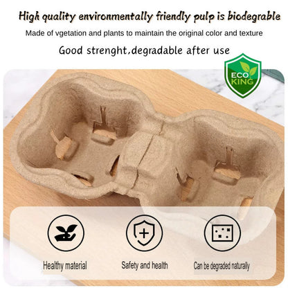 Eco King 100pcs Cup Holder Beverages Takeaway Tray Coffee Cup Holder Drink Carrier Cup Holder Tray