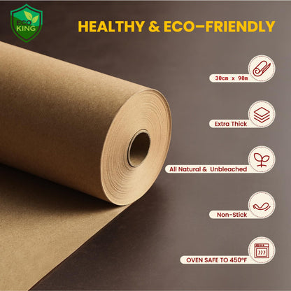 Eco King Baking Paper Non-Stick Parchment Paper Roll Greaseproof Heat-Resistant Paper Roll