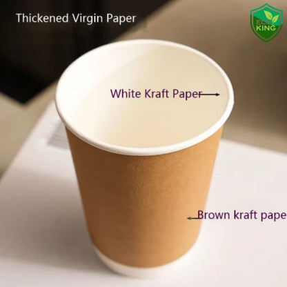 25Pcs Eco King Coffee Kraft Paper Cup Hot and Cold Beverages Use Leak Resistant Food Grade Cups
