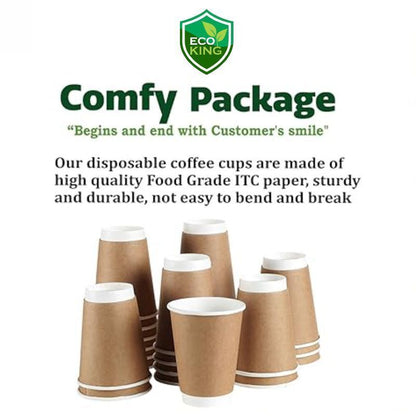 25Pcs Eco King Coffee Kraft Paper Cup Hot and Cold Beverages Use Leak Resistant Food Grade Cups