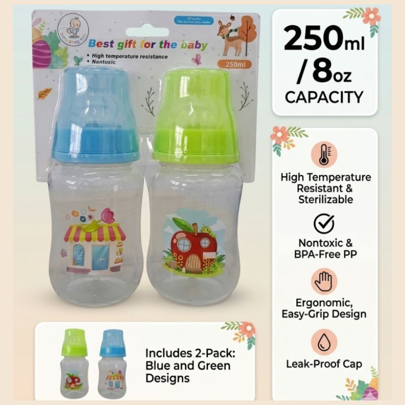 DBY 2in1 Baby Feeding Bottle 2 Piece Colored Premium Quality Food Grade Baby Feeding Bottle