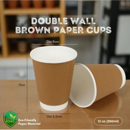 25Pcs Eco King Coffee Kraft Paper Cup Hot and Cold Beverages Use Leak Resistant Food Grade Cups