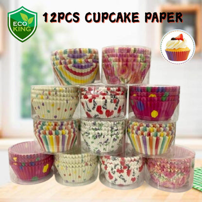 100Pcs Eco King Paper Cupcake Liner Multi Colored Premium Quality Oven Safe Baking Supplies