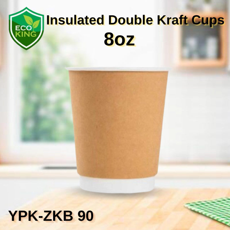 25Pcs Eco King Coffee Kraft Paper Cup Hot and Cold Beverages Use Leak Resistant Food Grade Cups