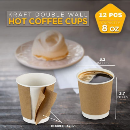 25Pcs Eco King Coffee Kraft Paper Cup Hot and Cold Beverages Use Leak Resistant Food Grade Cups