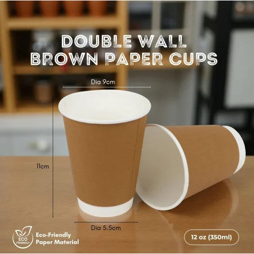 25Pcs Eco King Coffee Kraft Paper Cup Hot and Cold Beverages Use Leak Resistant Food Grade Cups